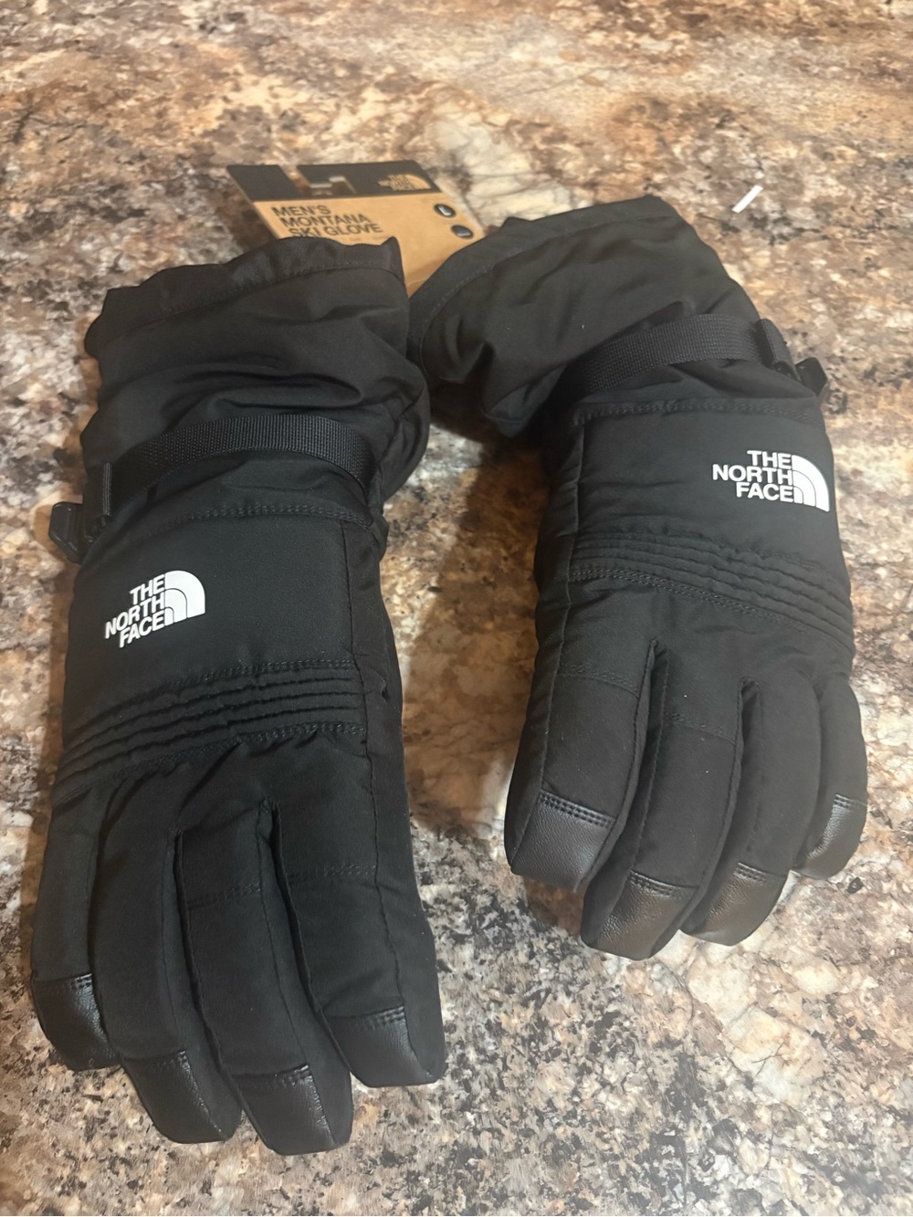 The North Face Men's Black Winter Ski Gloves with Logo